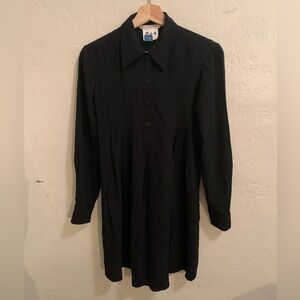 Vintage Max Studio Black Long Sleeve Baby Doll Dress Small